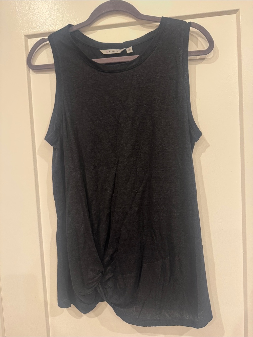 Athleta  Black Sleeveless Twist-Hem Tank Top